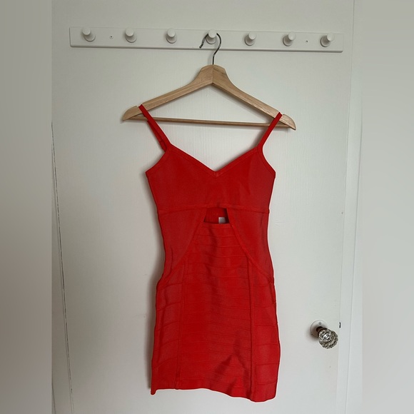 BEBE orange bandage dress with front and back cutouts - Picture 2 of 4